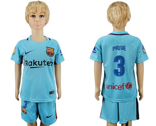Barcelona #3 Pique Away Kid Soccer Club Jersey - Click Image to Close